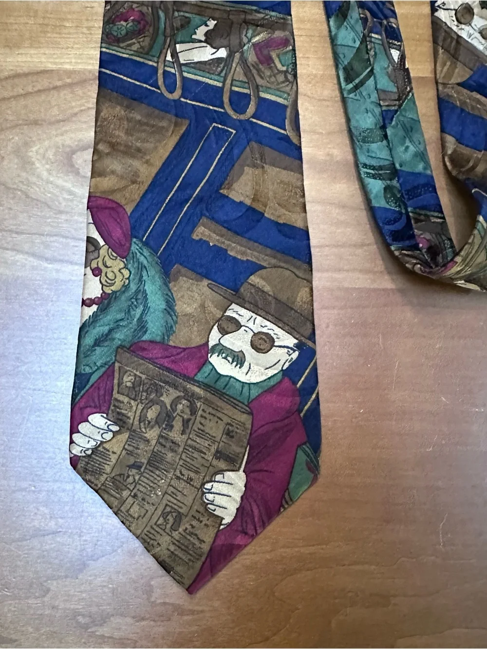 Halston III Silk Tie in Green, Navy & Brown